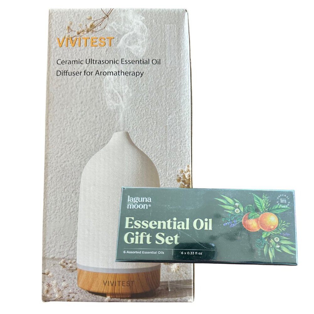 💨 New Aromatherapy Bundle – Ceramic Diffuser + 6 Essential Oils